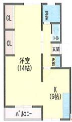 ときわコーポ1号館(1K/3階)の間取り写真