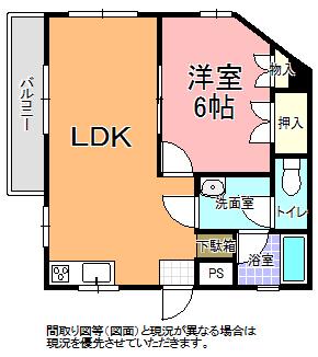 ドミール・キクチ上水戸(1LDK/3階)の間取り写真