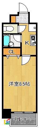 エンクレスト博多駅南(1K/5階)の間取り写真