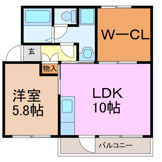 服部コーポ(1LDK/4階)の間取り写真