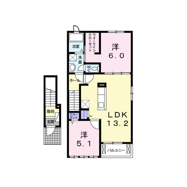 パルトカーサ6(2LDK/2階)の間取り写真