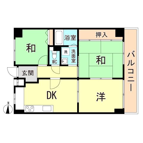フェリース本庄(3DK/4階)の間取り写真