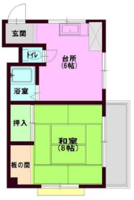 八十吉コーポ(1DK/1階)の間取り写真