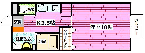 プリメーラ石井城上(1K/2階)の間取り写真