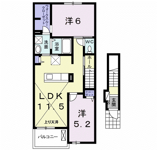 クレシエンテ(2LDK/2階)の間取り写真