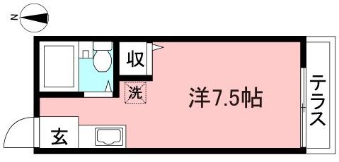 フォンテーヌ(ワンルーム/1階)の間取り写真