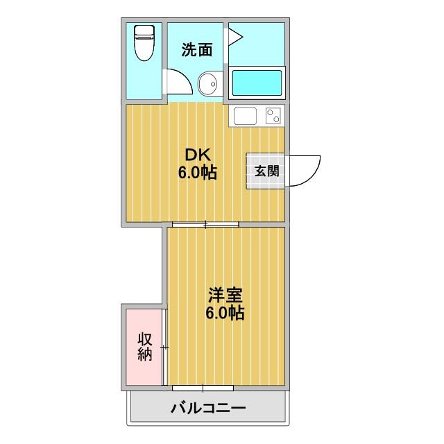 アモーラルI(1DK/2階)の間取り写真