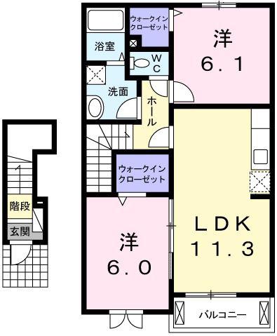 メゾンセレナーデB(2LDK/2階)の間取り写真