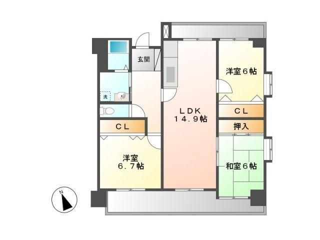 グレートハウス晩餐館(3LDK/12階)の間取り写真