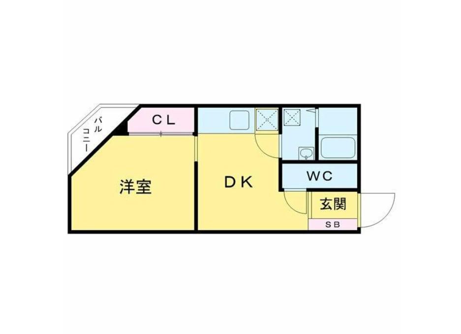 板倉マンション(1DK/4階)の間取り写真