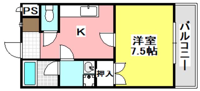 ビューテラスアタゴ(1K/1階)の間取り写真