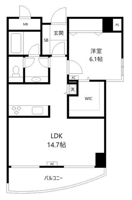 鶴見ワンダーランド(1LDK/3階)の間取り写真
