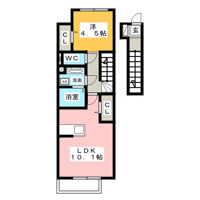 グランテージ上浜(1LDK/2階)の間取り写真