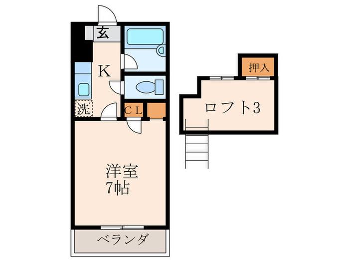 コンドミニアム医生ケ丘I(1K/2階)の間取り写真