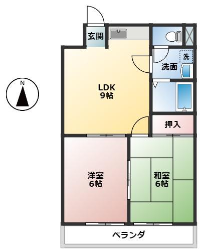 クレスト21(2DK/3階)の間取り写真