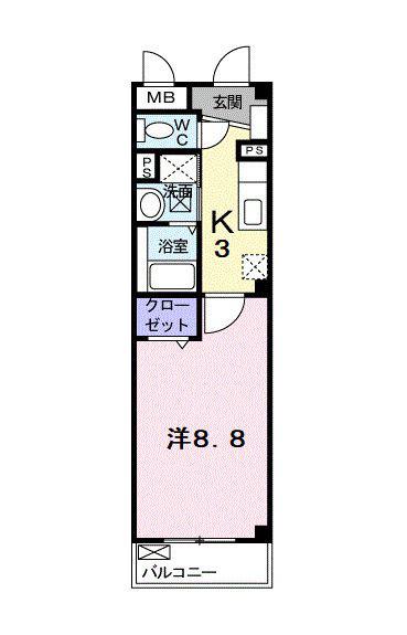 FSサンリット(1K/2階)の間取り写真