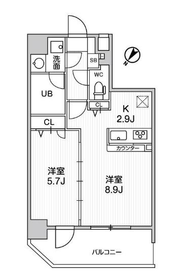 グラシアプレイス押上(1LDK/4階)の間取り写真