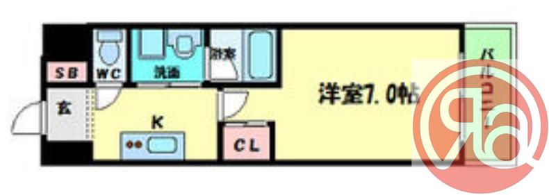 インペリアル靭本町(1K/7階)の間取り写真