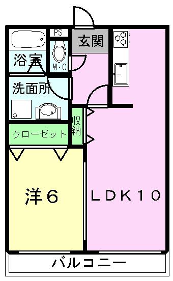 ノブハウス8(1LDK/4階)の間取り写真