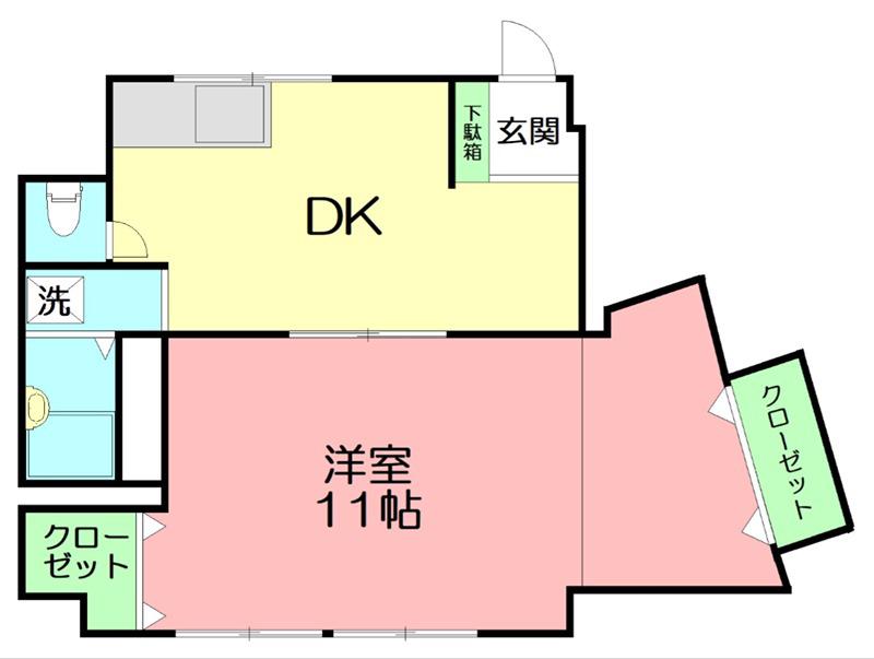 地建ハイツ(1DK/2階)の間取り写真