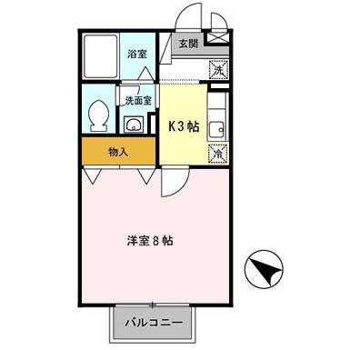イミグラントクローバー(1K/1階)の間取り写真