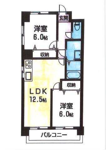 元新マンション(2LDK/4階)の間取り写真