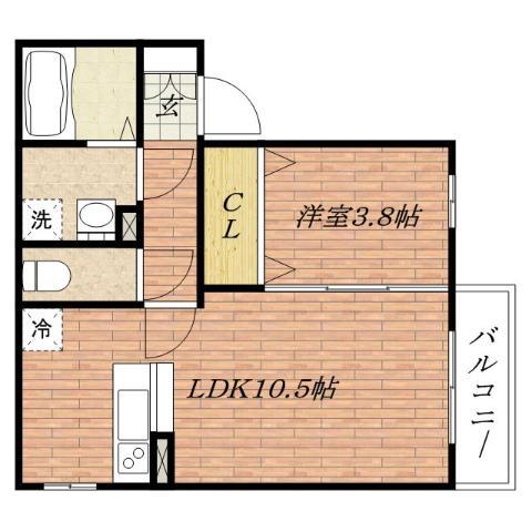 リンデンバウムB棟(1LDK/1階)の間取り写真
