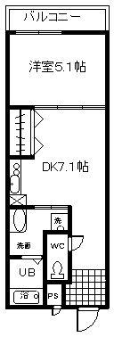 フジパレス浜寺サウスII番館(1DK/2階)の間取り写真