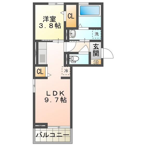 ルミエール(1LDK/2階)の間取り写真