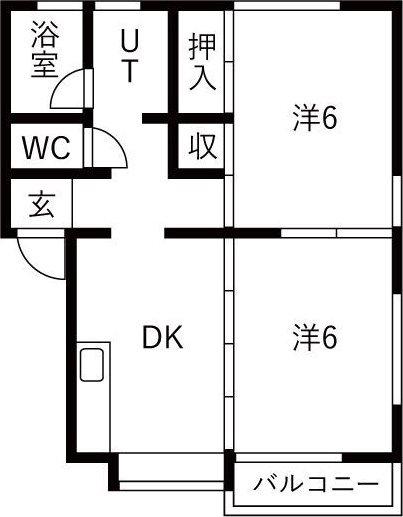 フロイデン(2DK/2階)の間取り写真
