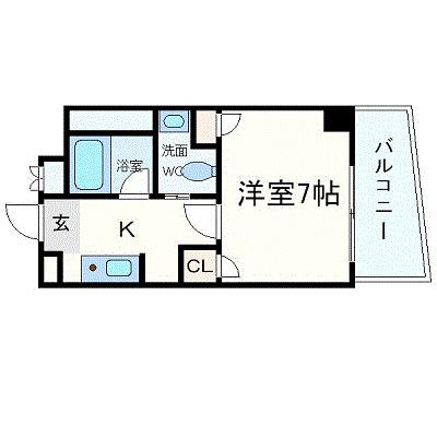 W.O.B HONMACHI-ウエスト(1K/9階)の間取り写真