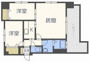 ビッグパレス南12条(2LDK/10階)の間取り写真