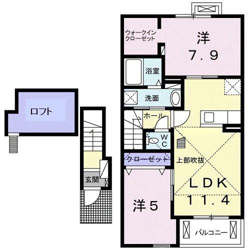 ラディアIII(2LDK/2階)の間取り写真