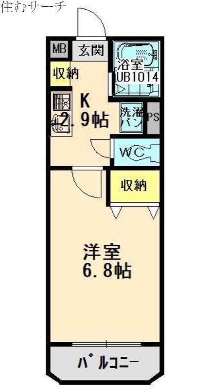 ユーミー加藤B(1K/3階)の間取り写真