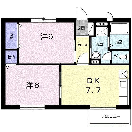 ドリームハイツ11(2DK/2階)の間取り写真