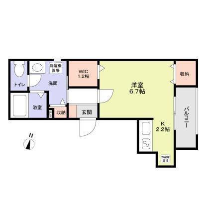 GRAND BLEU MAISON(1K/2階)の間取り写真