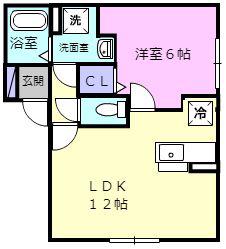 MAISON DE MEME 2号館(1LDK/1階)の間取り写真