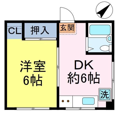 冨士ハイム(1DK/1階)の間取り写真