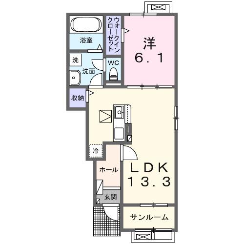 小張プレイスII(1LDK/1階)の間取り写真
