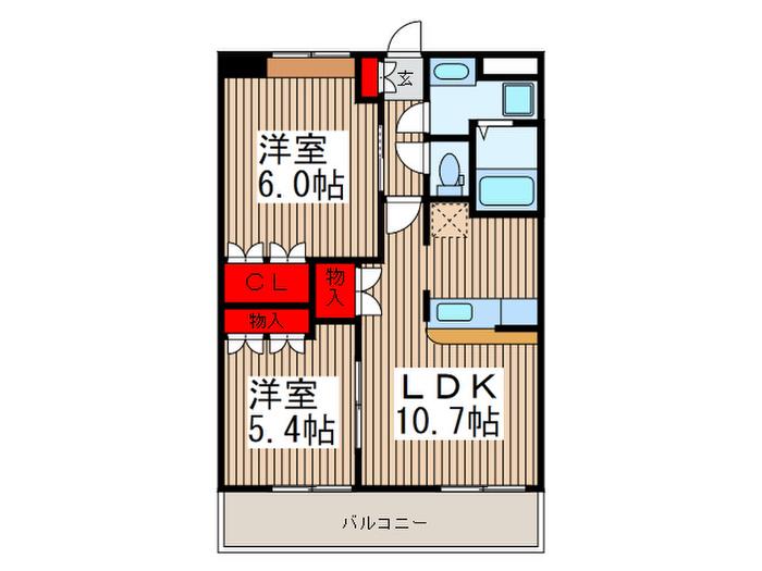 BEAUTY・AQUASIDE(2LDK/1階)の間取り写真