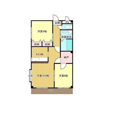 ラ・ネージュ(2LDK/3階)の間取り写真