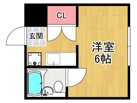 シャルム岡山手(1K/2階)の間取り写真