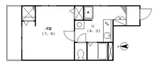 シャルベーシア(1K/3階)の間取り写真