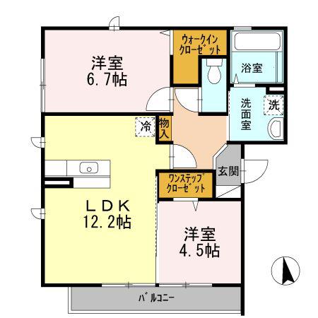 ガーデンコート金岡A棟(2LDK/2階)の間取り写真