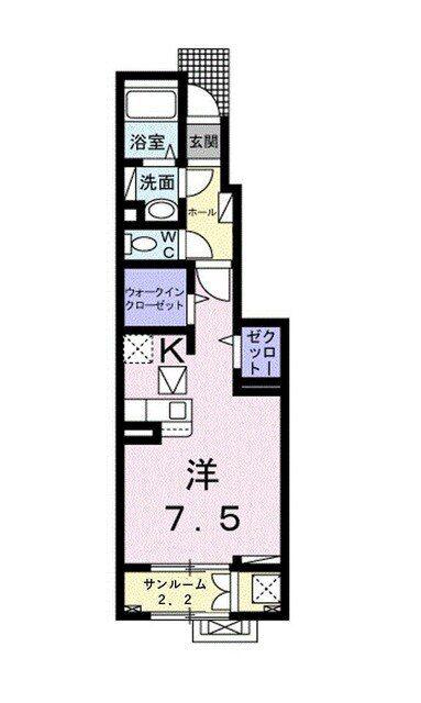 アネモスA(ワンルーム/1階)の間取り写真