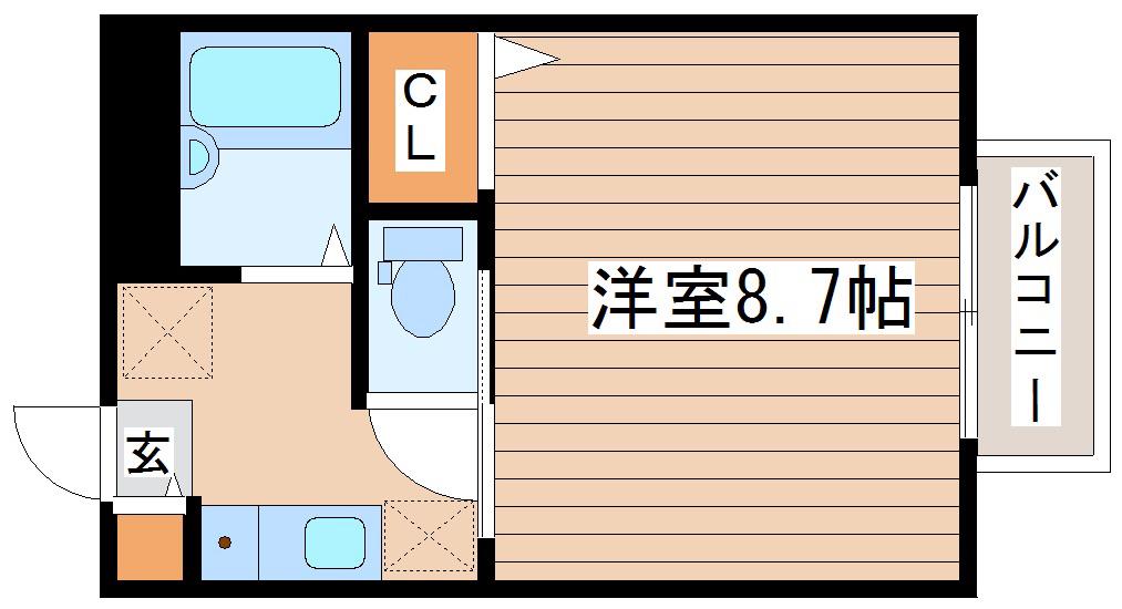 カーサ宮千代B(1K/1階)の間取り写真