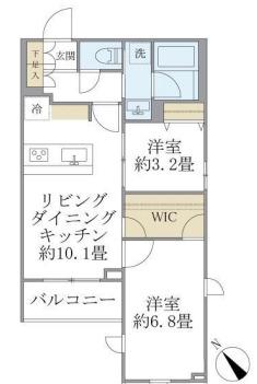 ラペルラ目黒東山II(2LDK/1階)の間取り写真