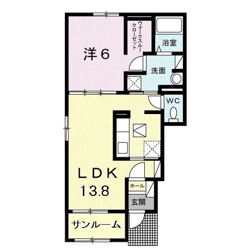エスペランサ(1LDK/1階)の間取り写真