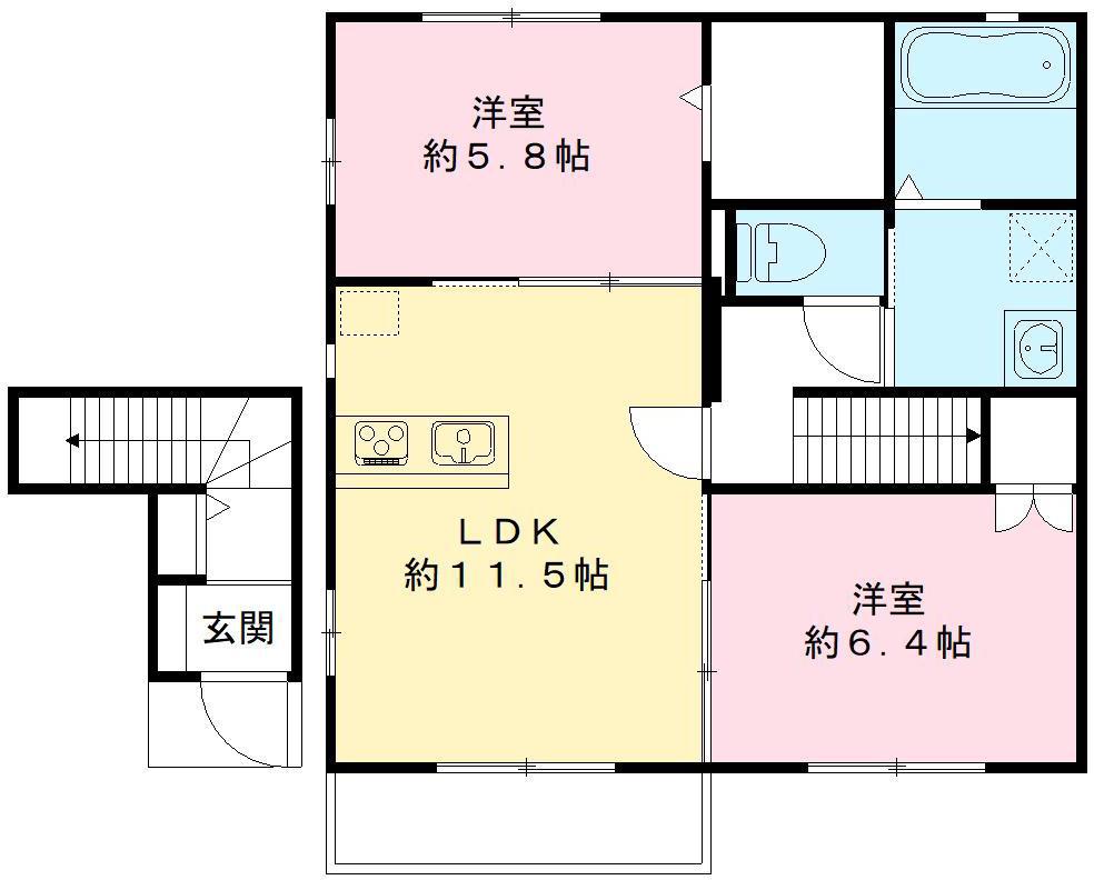 ST.SPRING COURT(2LDK/2階)の間取り写真