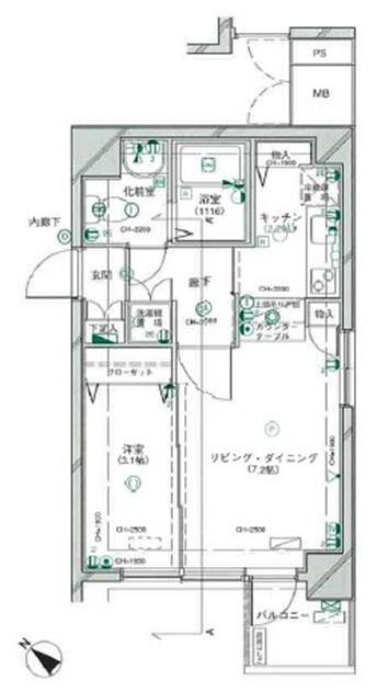 スカーラ武蔵小山(1LDK/2階)の間取り写真